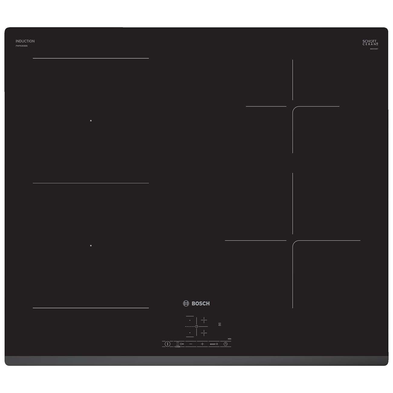 

Встраиваемая индукционная панель Bosch PWP63KBB6E, Serie|4 PWP63KBB6E