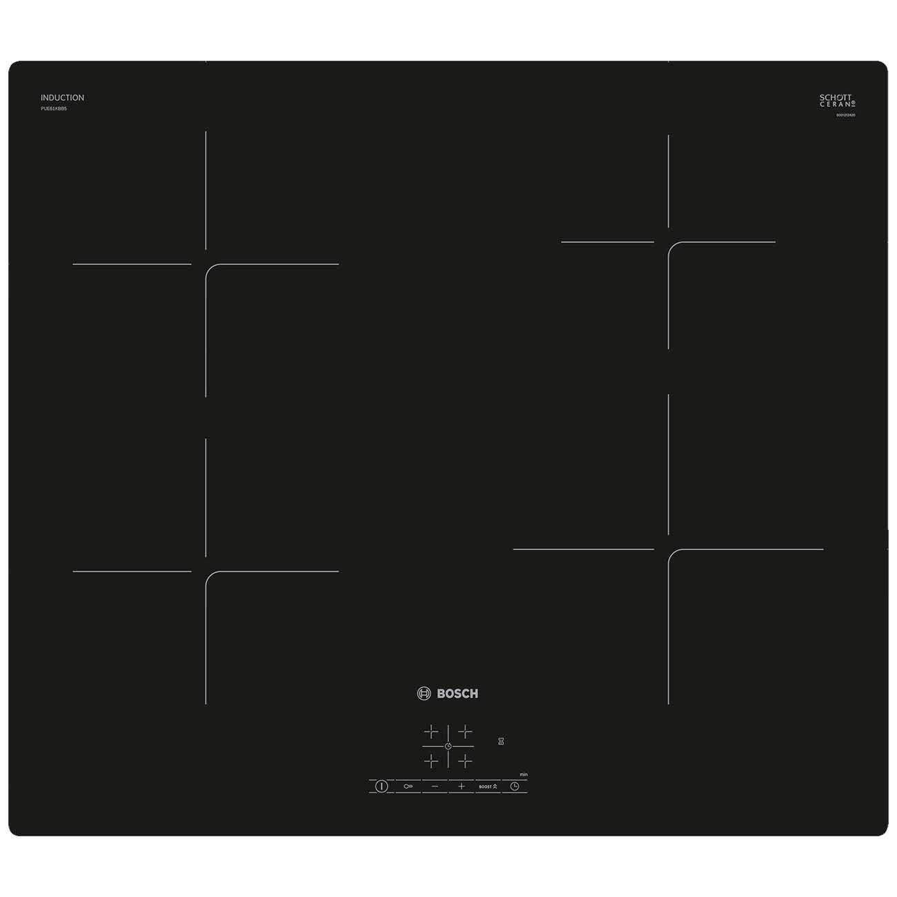 Встраиваемая варочная панель индукционная Bosch PUE61KBB5E черный панель ящика bosch 11022551 938204