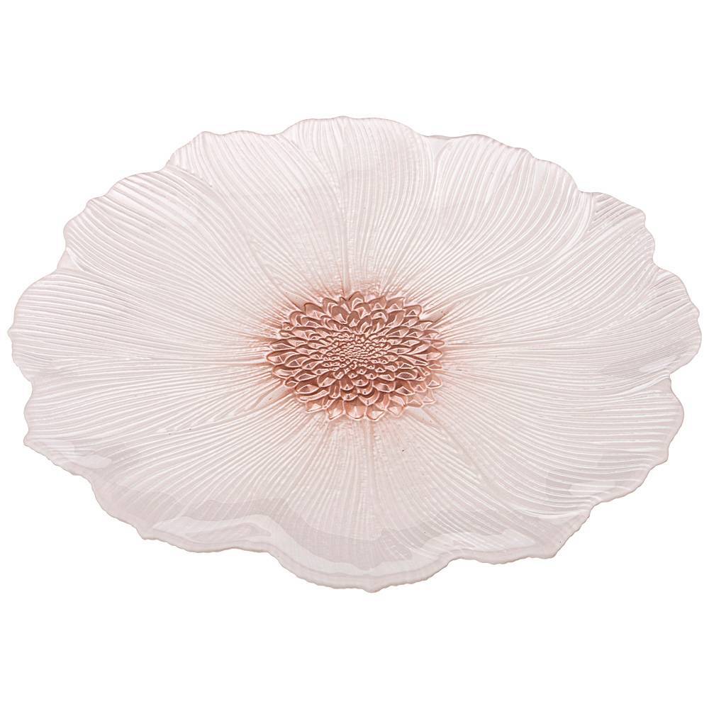 Набор из 4 штук Тарелка AKCAM Белый цветок 28см, стекло (339-190/4)