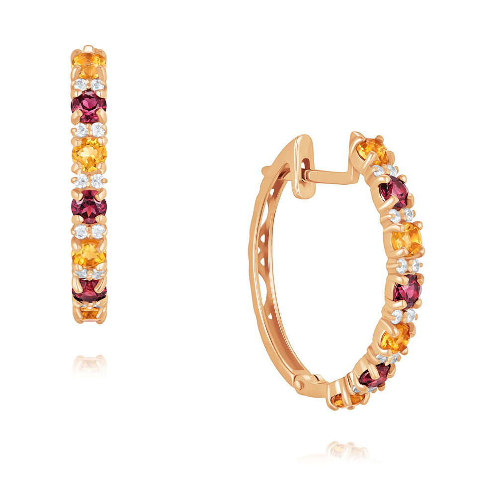 

Серьги конго из красного золота ADAMAS 24041572/02-А50Д-670, родолит/фианит/цитрин, 24041572/02-А50Д-670