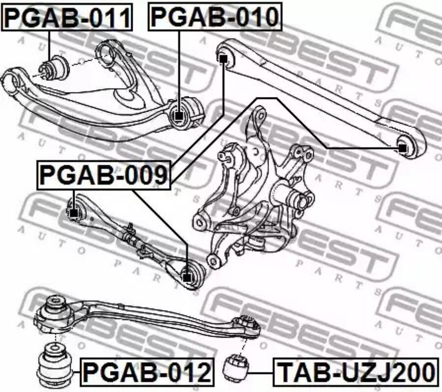 

FEBECT PGAB009 PGAB-009_сайлентблок рычага заднего!\ Peugeot 407/508 04>, Citroen C5/C6 al