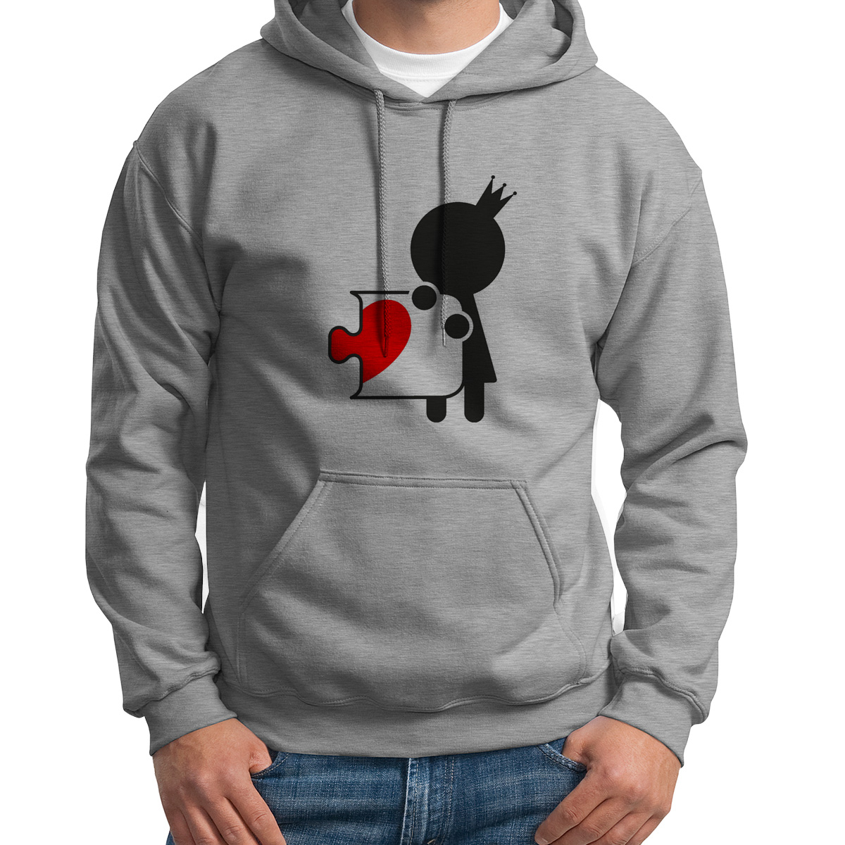 

Худи унисекс CoolPodarok мозайка сердце серое 48 RU, S0113855