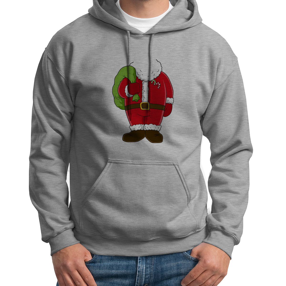 

Худи унисекс CoolPodarok дед мороз новый год серое 48 RU, S0113772