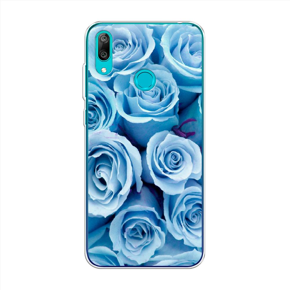 

Чехол Awog на Huawei Y7 2019 "Лазурные розы", Голубой, 68450-8