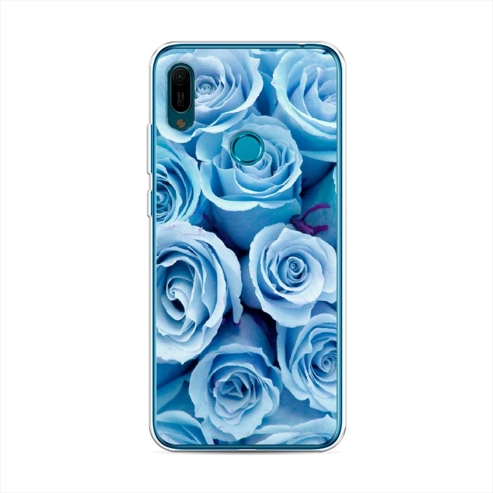 

Чехол Awog на Huawei Y6 2019 "Лазурные розы", Голубой, 68650-8