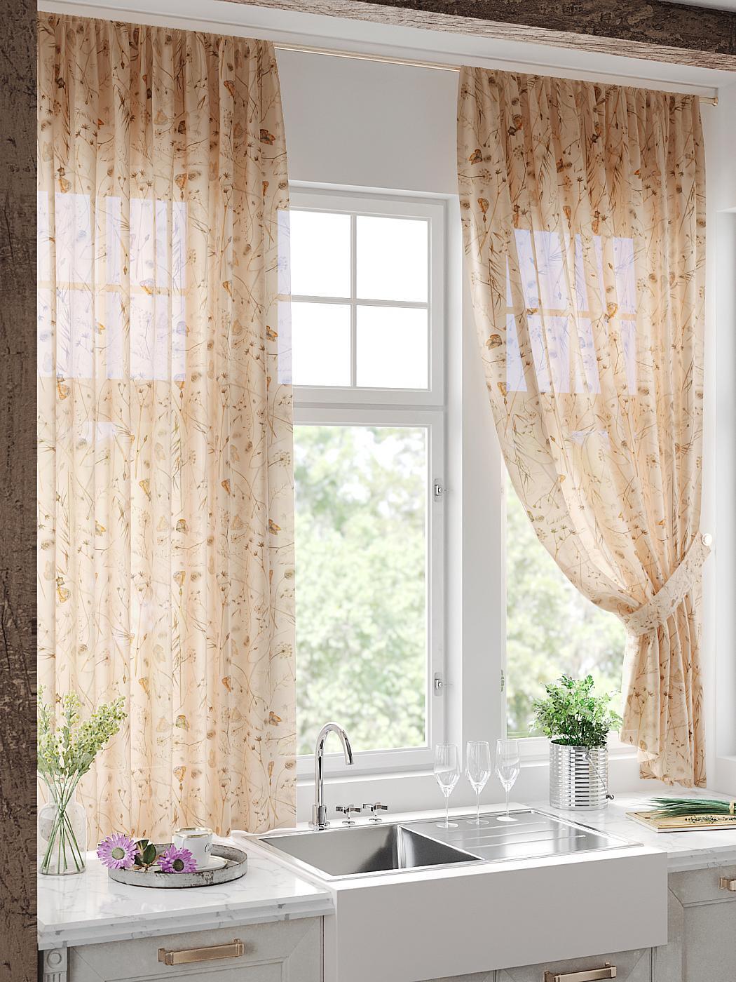 

Комплекты штор AT HOME Рикментос высота 180 см, ширина 150 см, Бежевый, 930679
