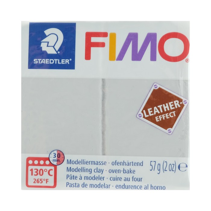 фото Полимерная глина запекаемая fimo leather-effect (с эффектом кожи), 57 г, голубо-серый