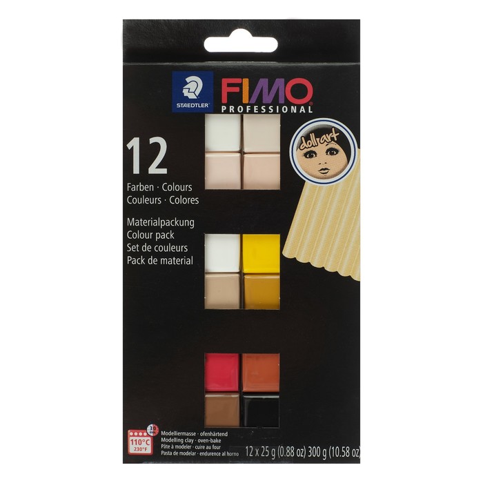

Полимерная глина запекаемая набор FIMO doll art, 12 цветов по 25 г, Разноцветный, FIMO professional doll art