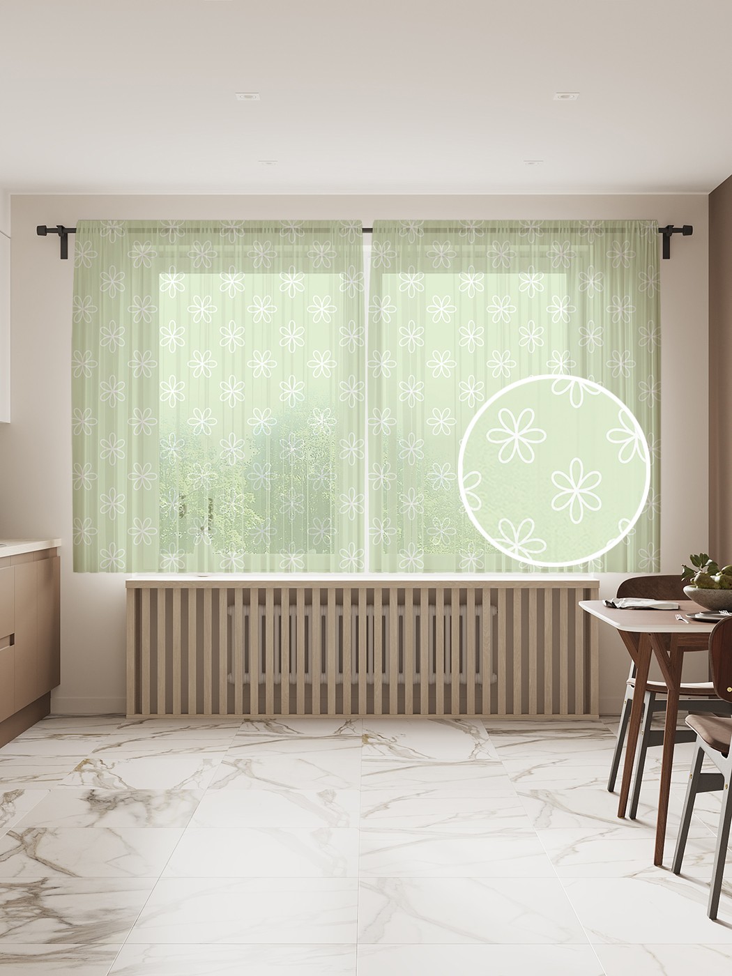 

Фототюль JoyArty "Круги на салатовом фоне", 145x180см (2 полотна с лентой + 50 крючков), Круги на салатовом фоне