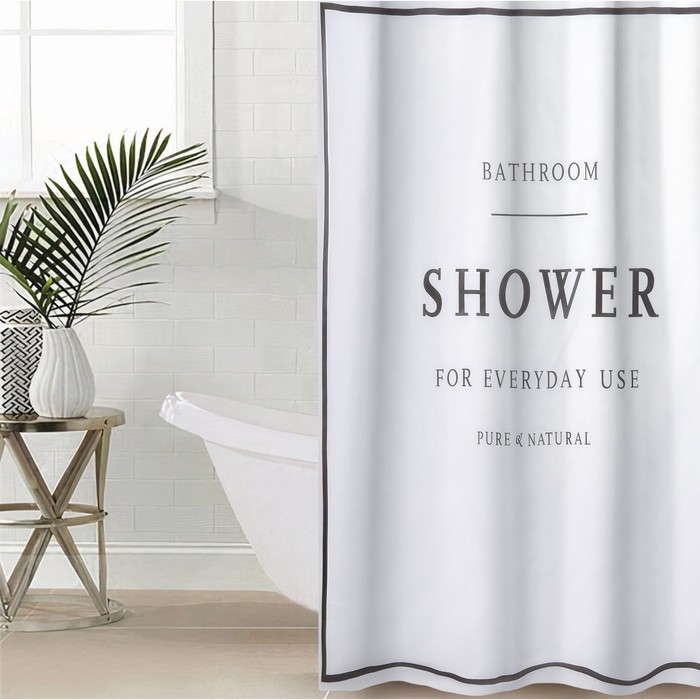 

Штора для ванной Доляна SHOWER, с люверсами, 180x180 см, полиэстер, Белый