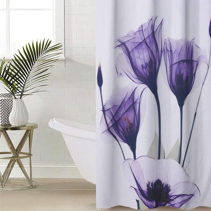 Штора для ванной Доляна «Магические цветы», 180x180 см, полиэстер