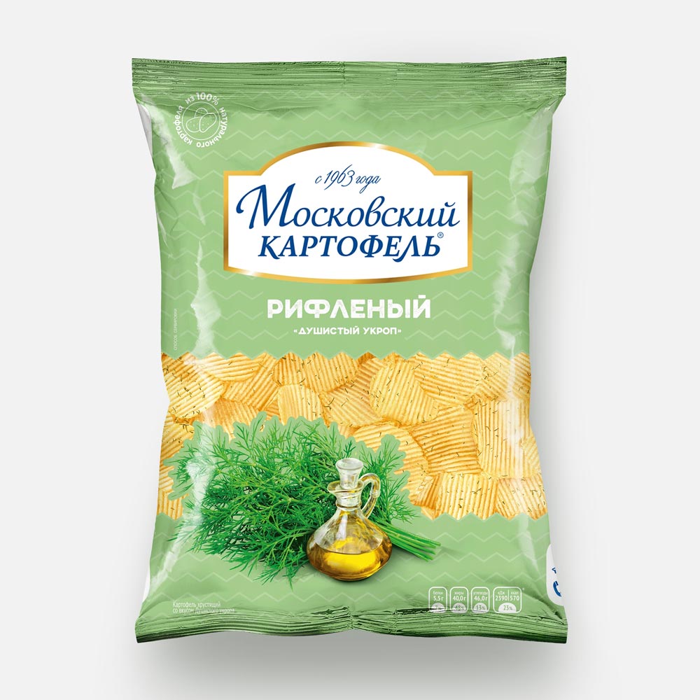 Чипсы Московский картофель рифлёные, со вкусом душистого укропа, 120 г