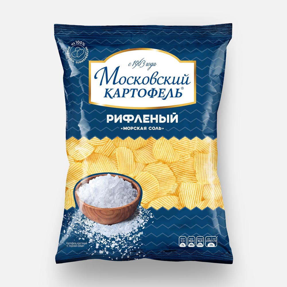 Чипсы Московский картофель рифлёные, с морской солью, 120 г