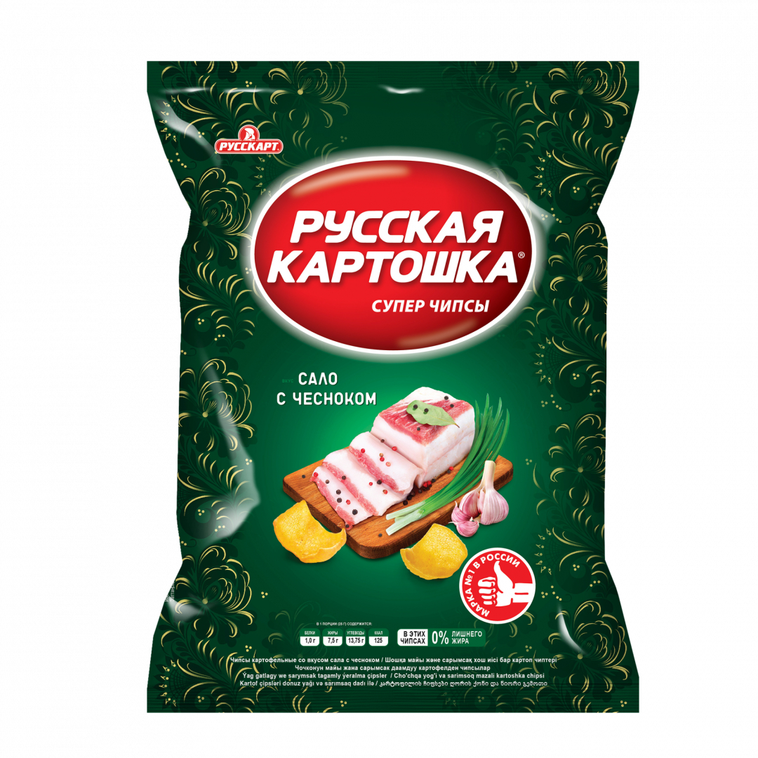 Чипсы картофельные Русская картошка со вкусом сала с чесноком 105 г 158₽