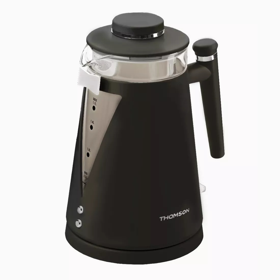Чайник Thomson K10E-0201 чёрный, 1,7 л кофемашина автоматическая thomson cf20m01 черный
