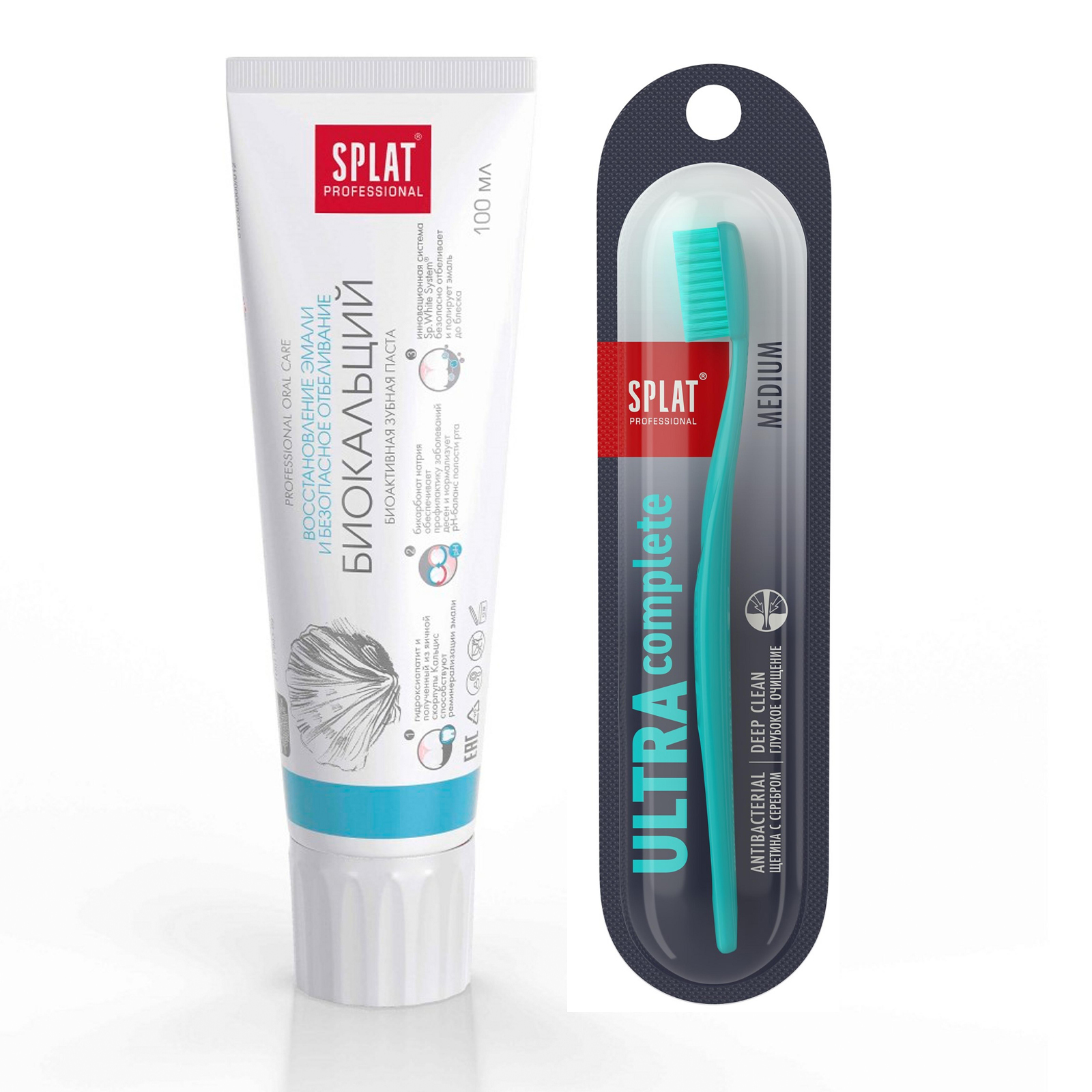 фото Зубная паста splat biocalcium 100 мл + зубная щетка сплат professional ultra complete