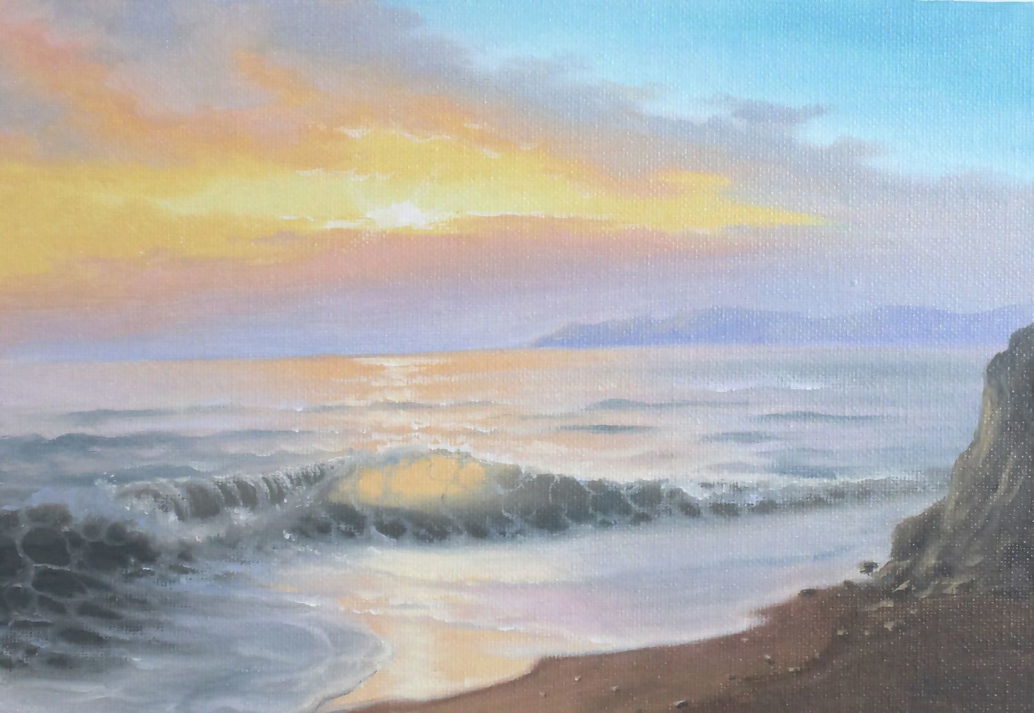 

Картина маслом Ласковый шёпот моря, холст 18х24 см, миниатюра, Ласковый шёпот моря