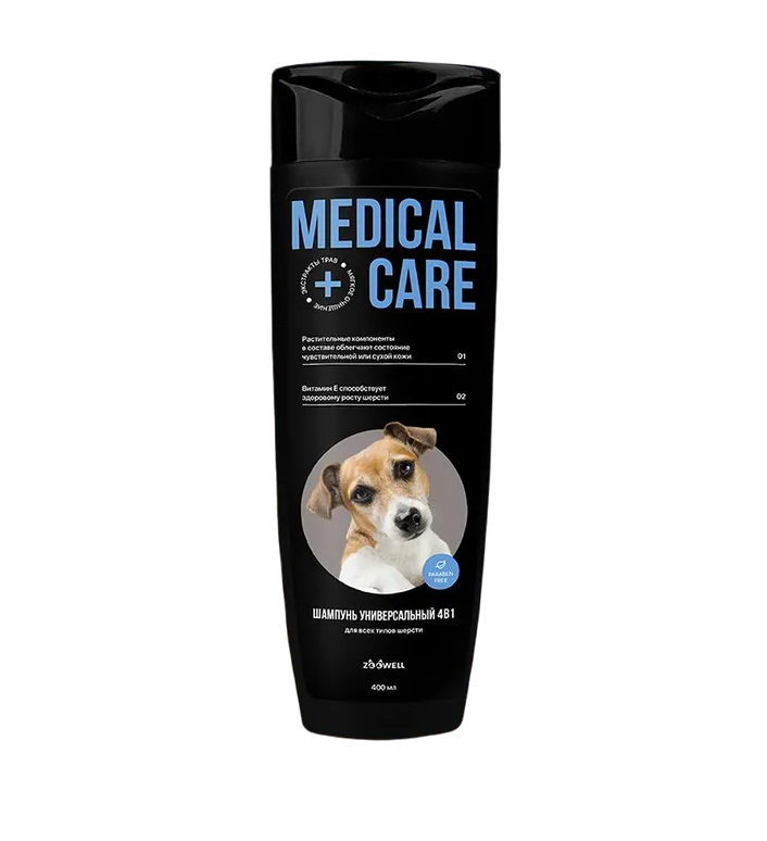 Шампунь для собак и щенков универсальный ZOOWELL Medical Care 4в1, 400 мл