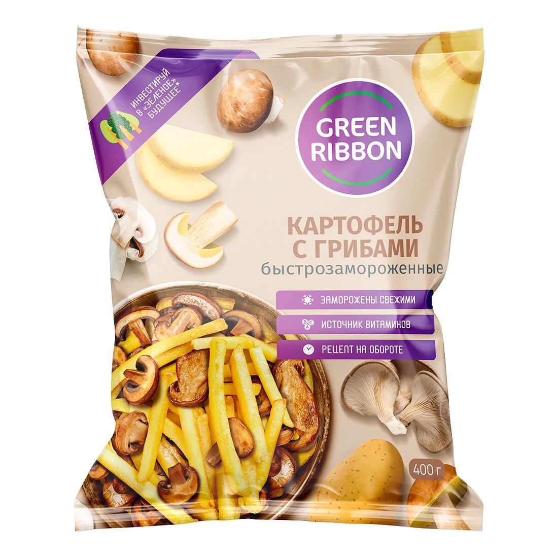 Картофель Магнит Green Ribbon с грибами замороженный 400 г