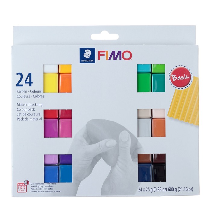 

Набор пластики - полимерной глины FIMO soft, 24 цветов по 25 г, Разноцветный, FIMO soft