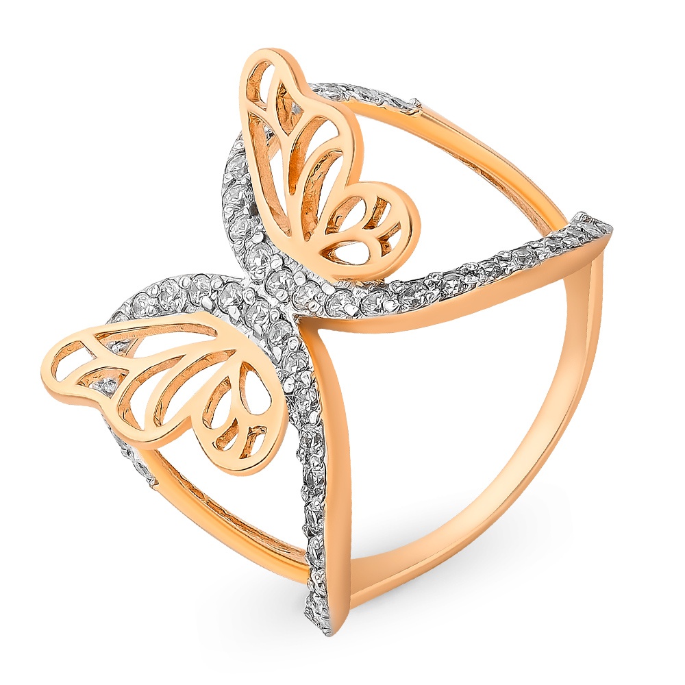 

Кольцо женское из красного золота с фианитом 585Gold 301010897, р, 301010897