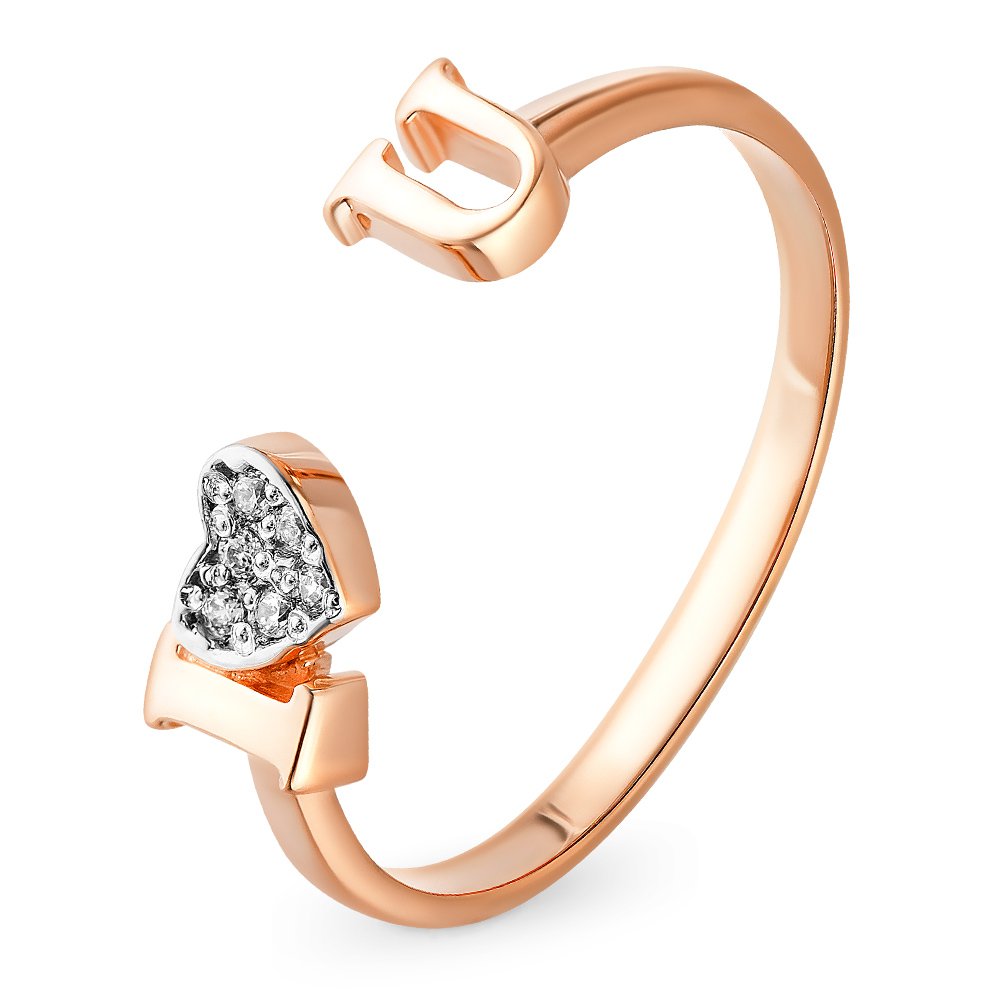 

Кольцо женское из красного золота с фианитом 585Gold 301010874, р, 301010874