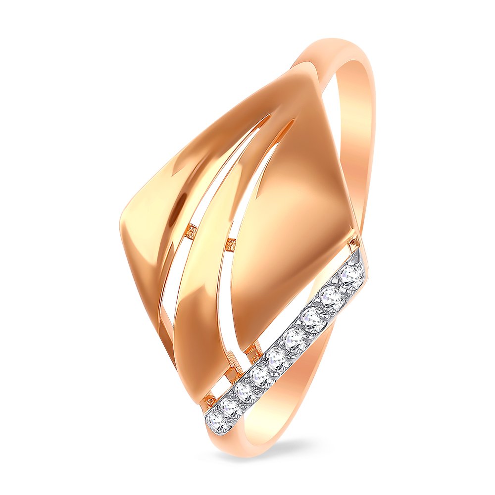 

Кольцо женское из красного золота с фианитом 585Gold 12001000142, р, 12001000142