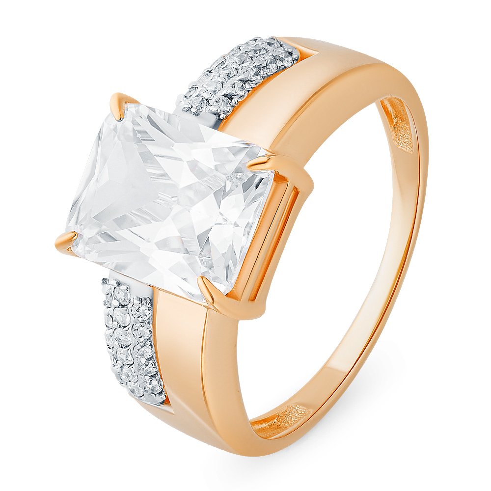 

Кольцо женское из красного золота с фианитом 585Gold 301010754, р, 301010754