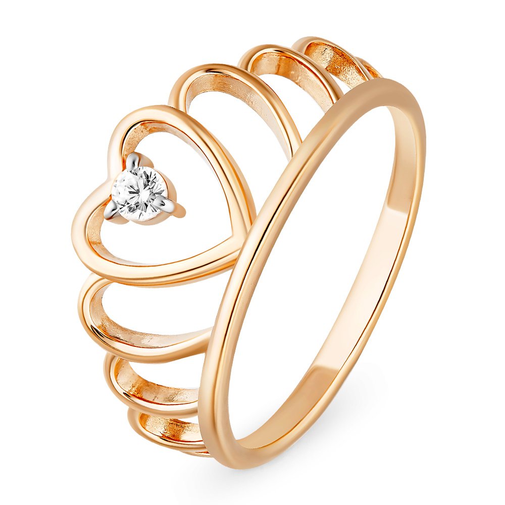 

Кольцо женское из красного золота с фианитом 585Gold 301010723, р, 301010723