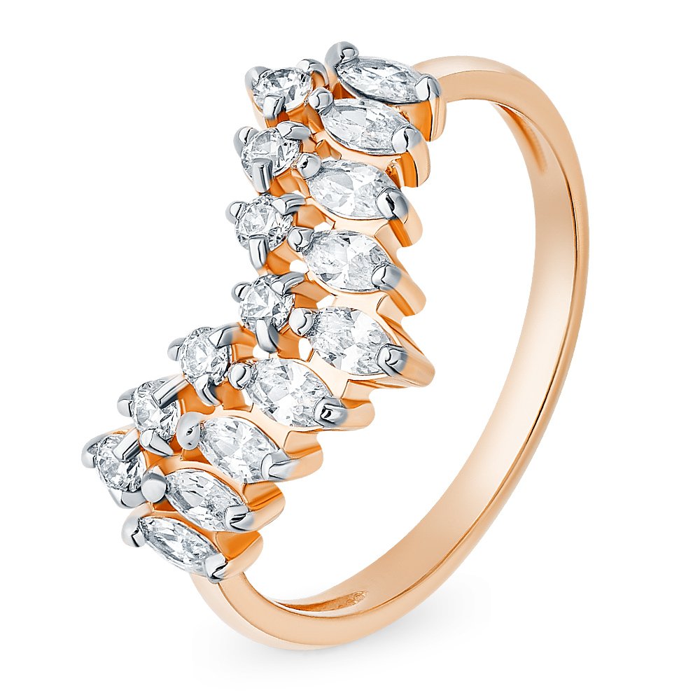 

Кольцо женское из красного золота с фианитом 585Gold 301010720, р, 301010720