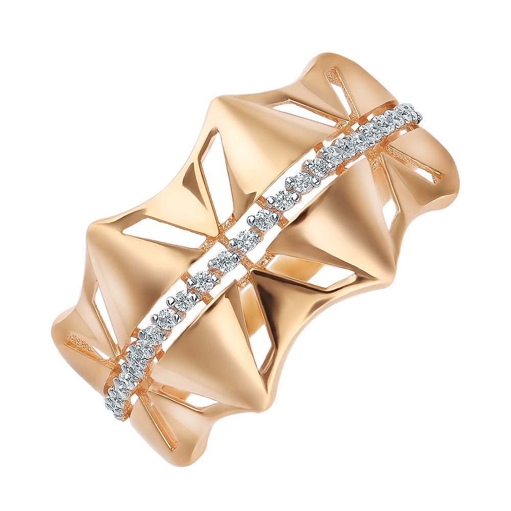 

Кольцо женское из красного золота с фианитом 585Gold 301010708, р. 17, 301010708