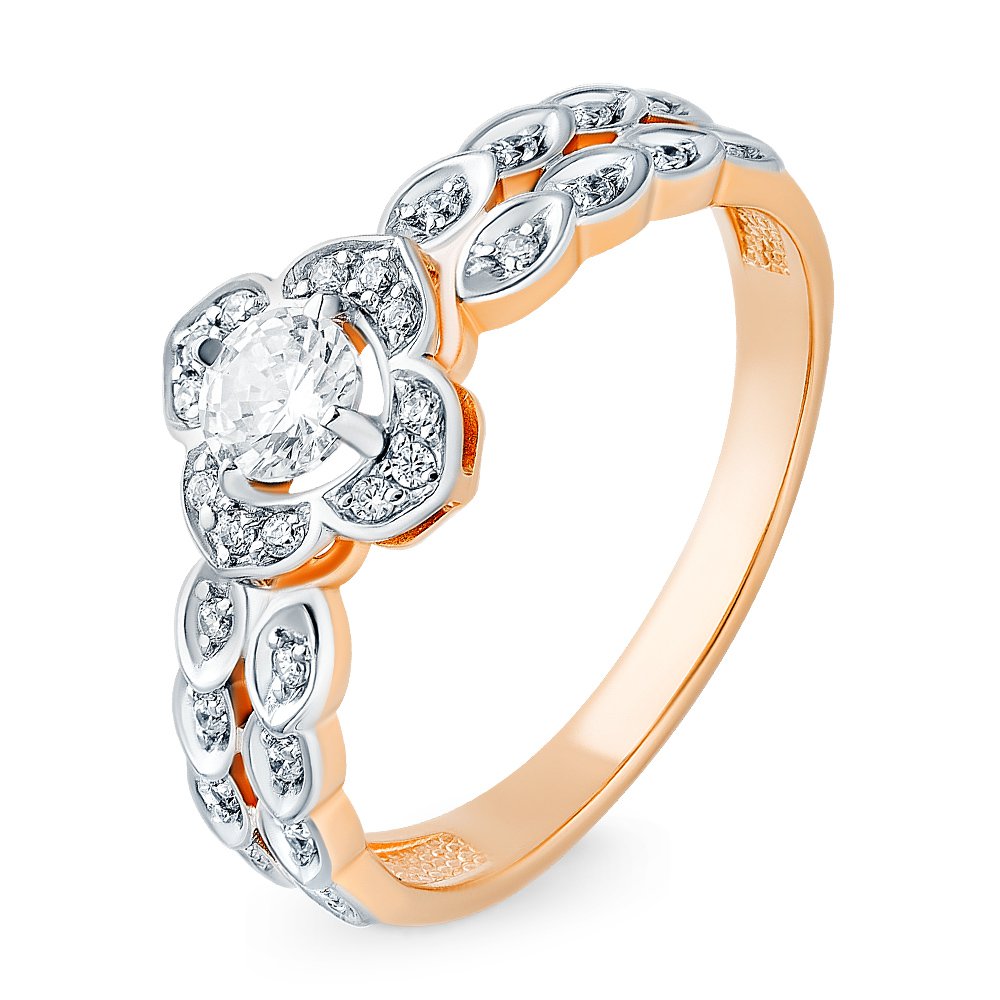 

Кольцо женское из красного золота с фианитом 585Gold 301010724, р, 301010724