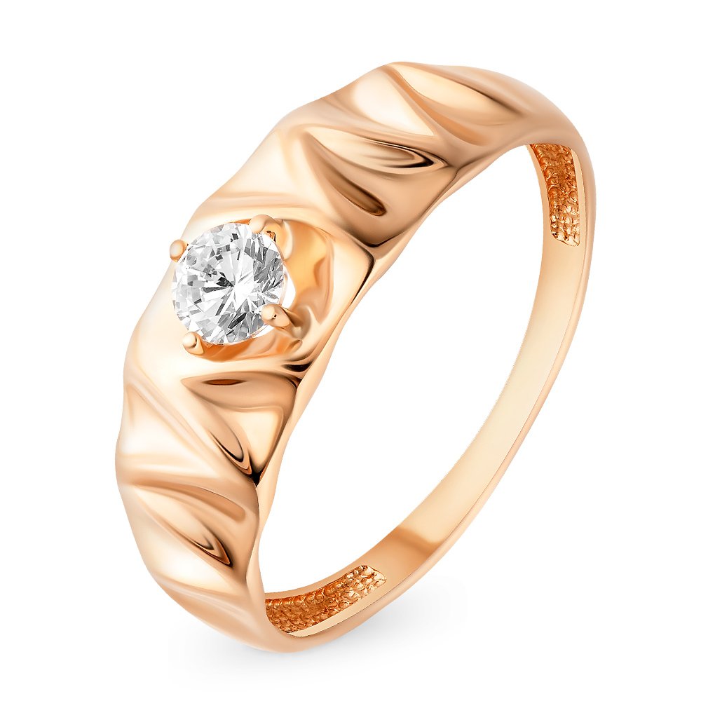 

Кольцо женское из красного золота с фианитом 585Gold 301010694, р, 301010694
