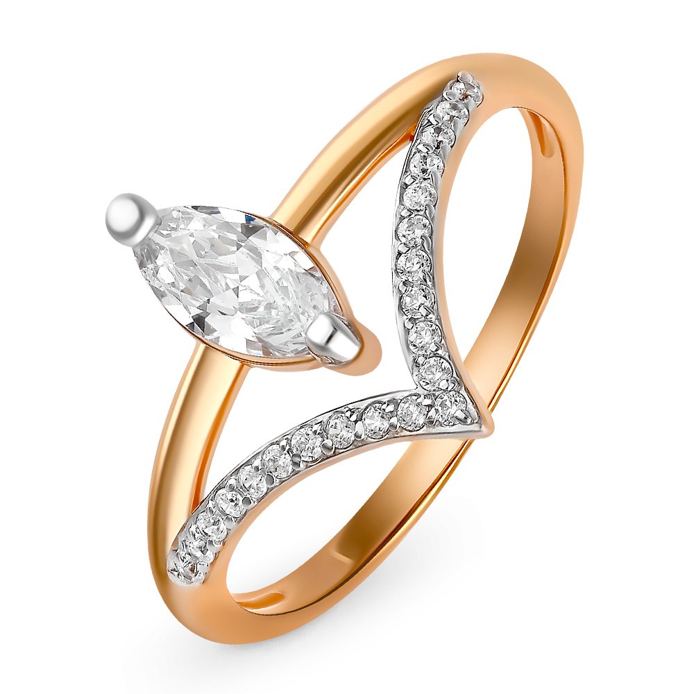 

Кольцо женское из красного золота с фианитом 585Gold 301010641, р, 301010641