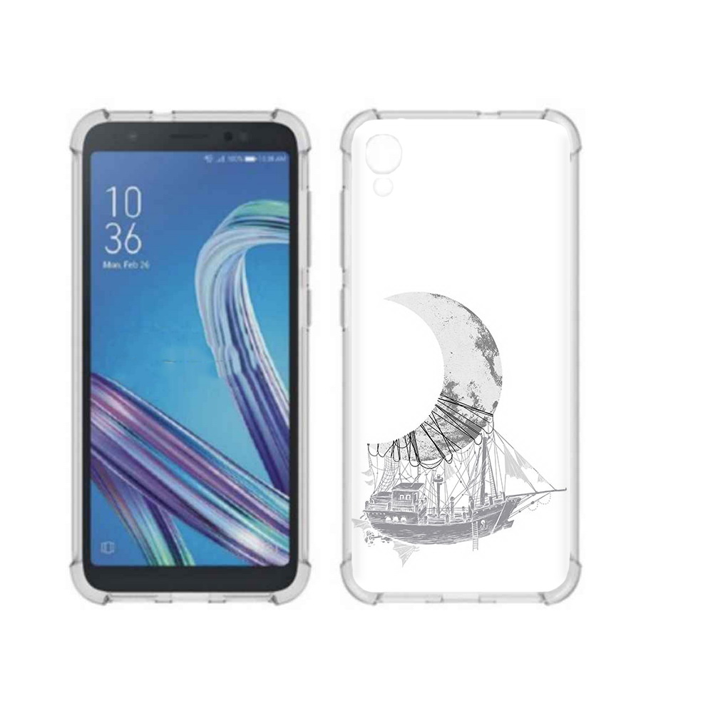 

Чехол MyPads Tocco для Asus ZenFone Live L1 (G552KL) черно белый корабль полумесяц, Прозрачный, Tocco