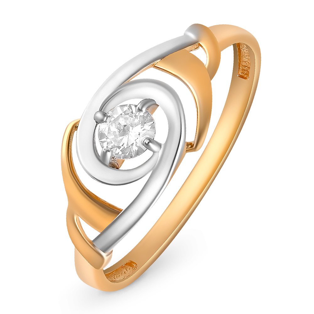 

Кольцо женское из красного золота с фианитом 585Gold 301010573, р, 301010573
