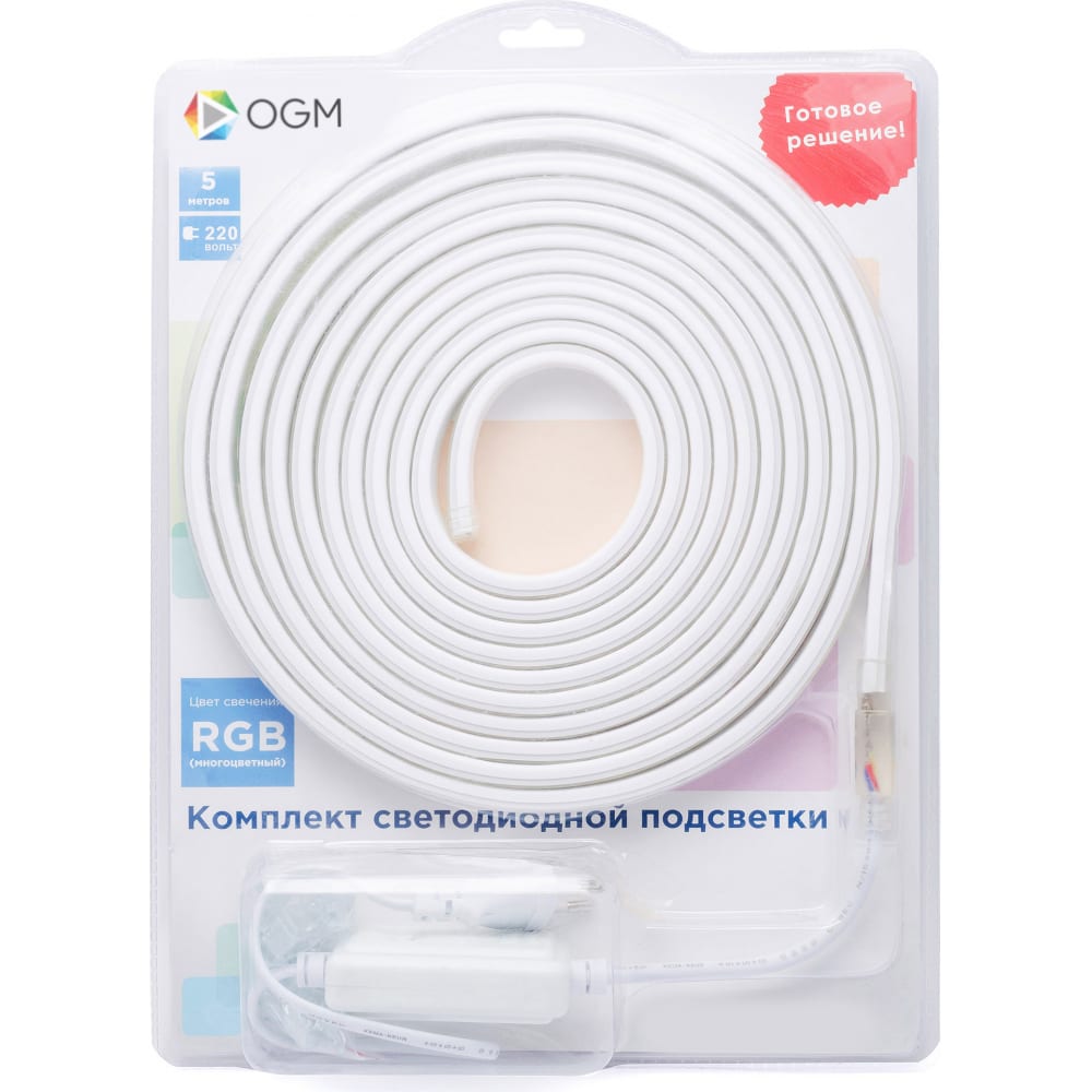 

Светодиодная лента OGM SL-52 18424021 5 м разноцветный/RGB, SL-52