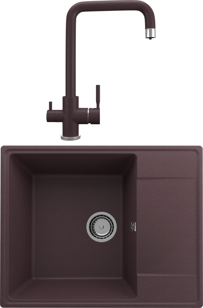 

Комплект Мойка Domaci Солерно DP 605-06+Смеситель Солерно UQ-019-06 трюфель