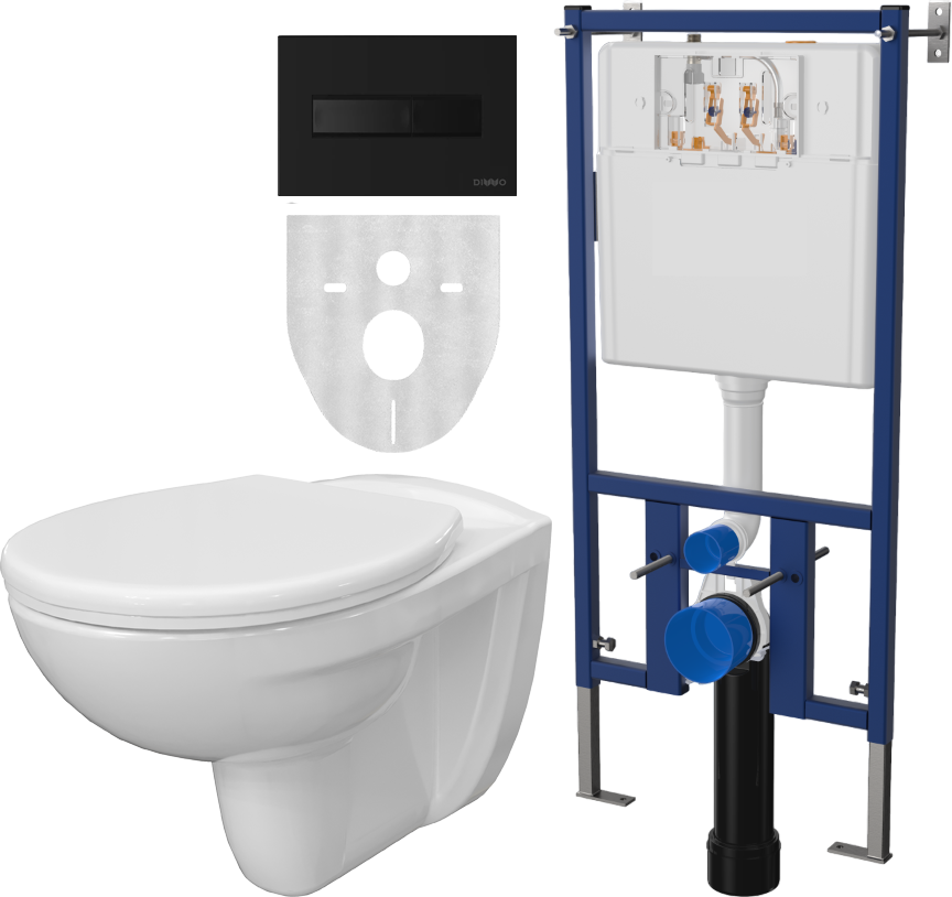 

К-т Чаша DIWO Анапа+Крышка DIWO Анапа 804-003-701+Сист.инст.DIWO 4501+Кн. DIWO 7323 ч.мат., Белый, Анапа кнопка смыва 7311