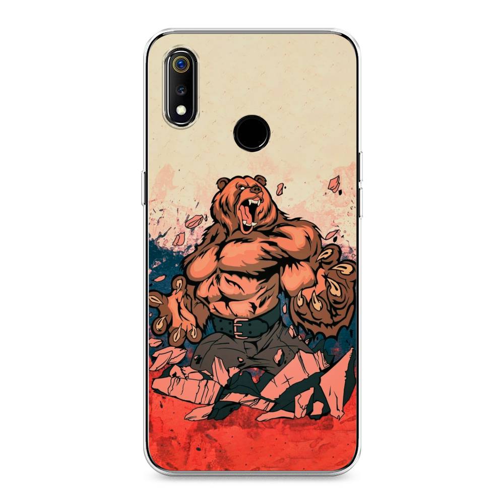 

Чехол Awog на Realme 3 "Медведь с флагом РФ", Разноцветный, 251050-2