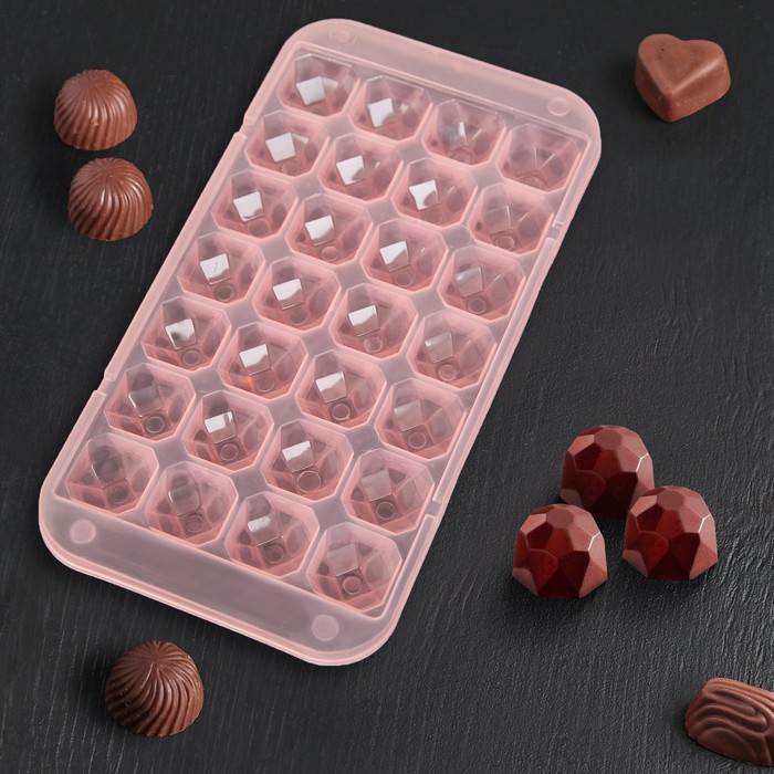 фото Форма для льда и шоколада «сапфир», 24×12,7×2 см, 28 ячеек, цвет микс nobrand