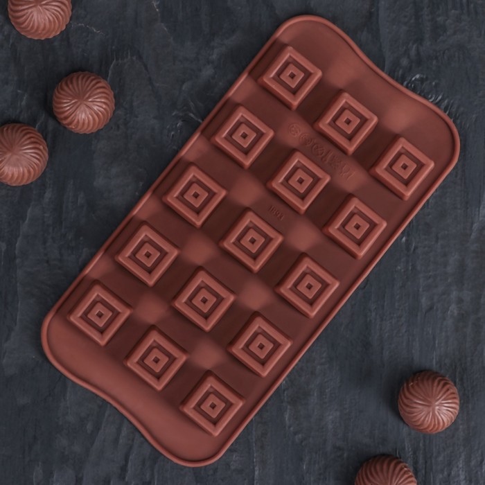 фото Форма для льда доляна конфетка 21×10 15 ячеек шоколадный nobrand