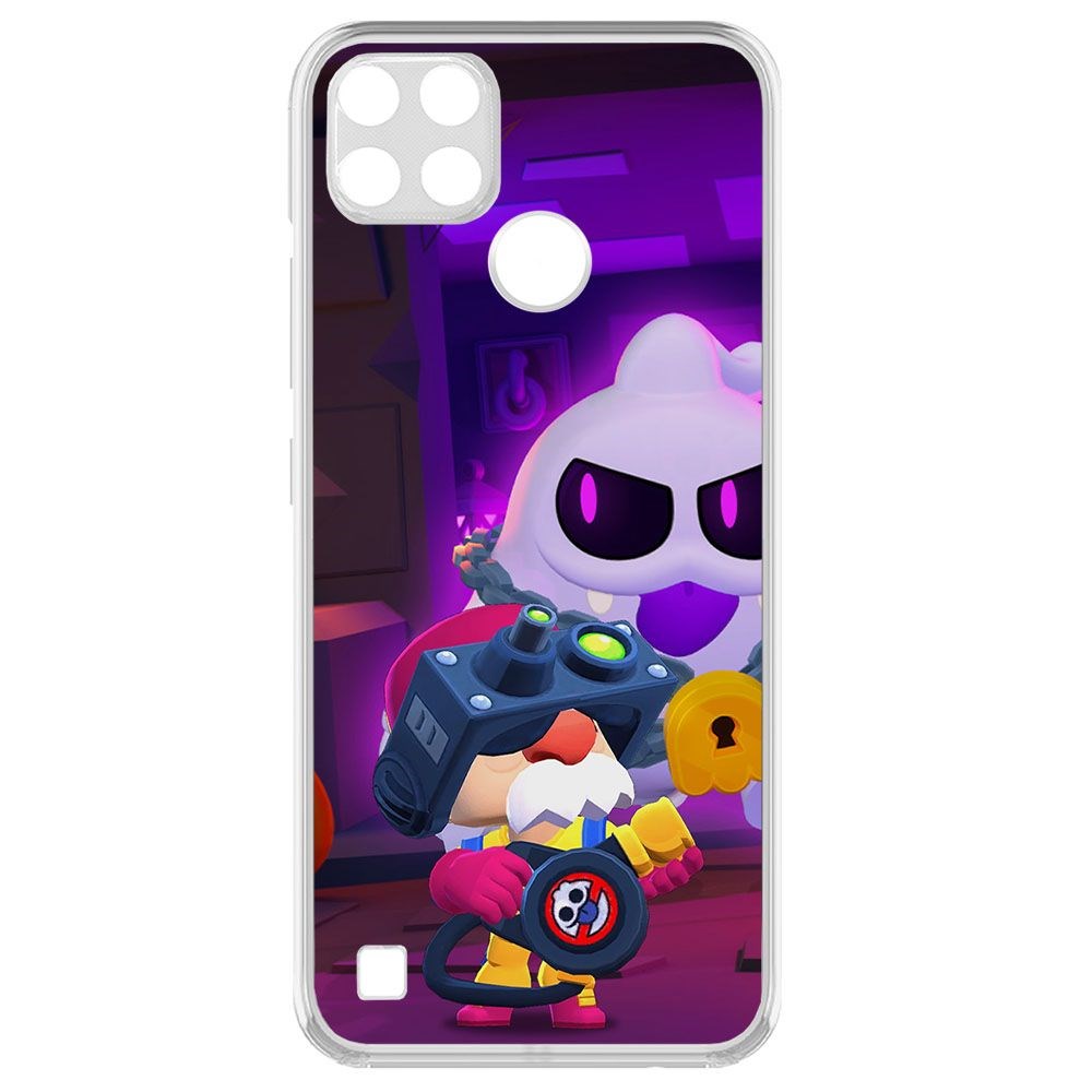 

Чехол-накладка Brawl Stars-Охотник за Скуиками Гэйл для Realme C25Y, Прозрачный