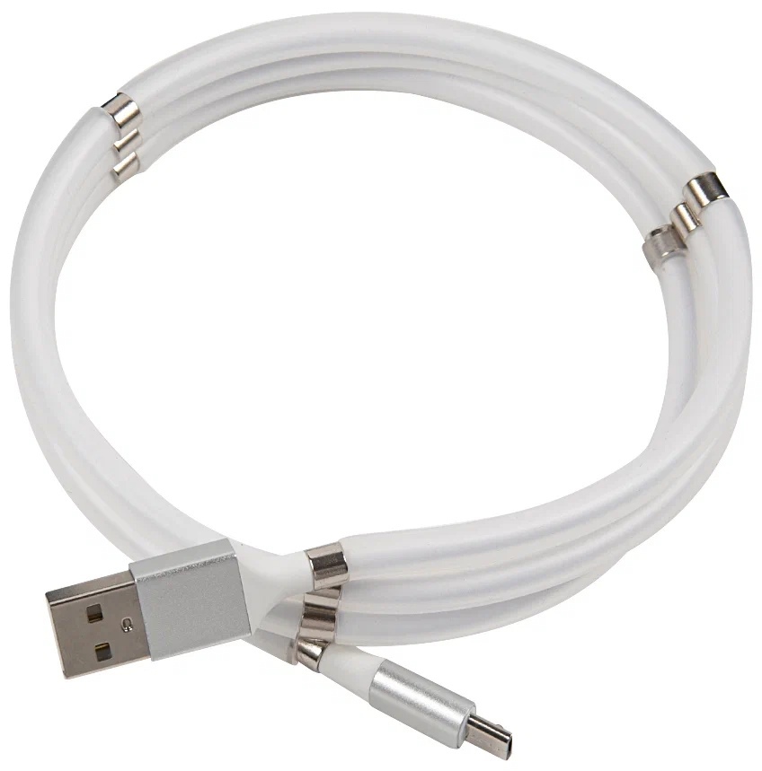 Дата-кабель MB mobility USB - micro USB, белый, скручивание на магнитах УТ000021319