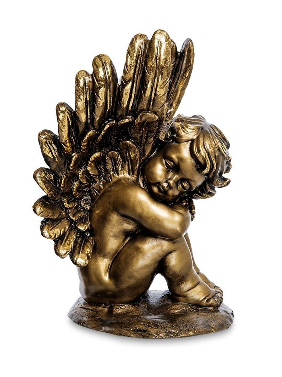 фото Скульптура ломоносовский фарфор спб фп345/2 ангел на камне полистоун 29 см