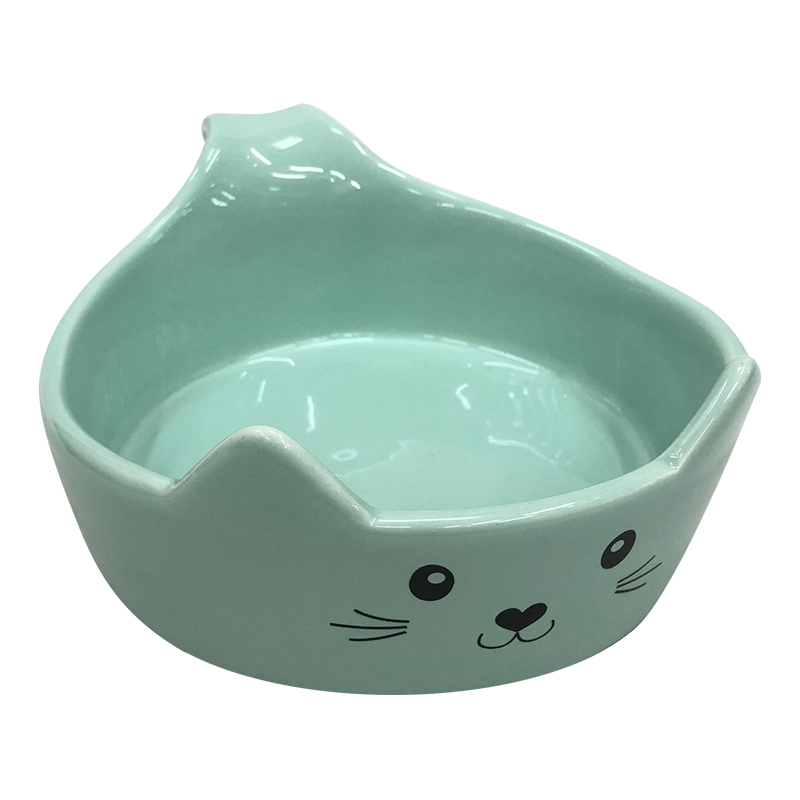 фото Одинарная миска для кошек и собак foxie, керамика, зеленый, 0.22 л