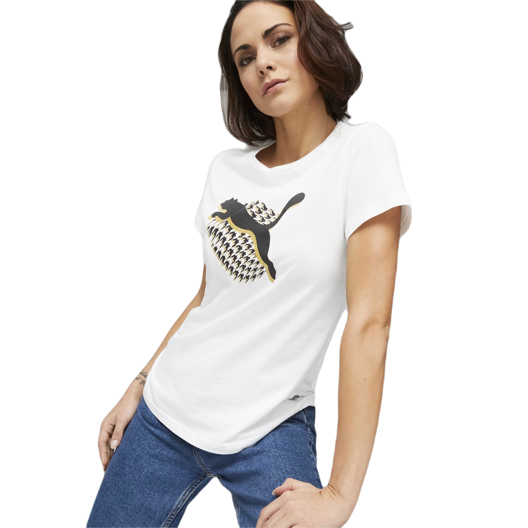 

Футболка женская PUMA Graphics Houndstooth Tee 67445402 белая XS, Белый, Graphics Houndstooth Tee