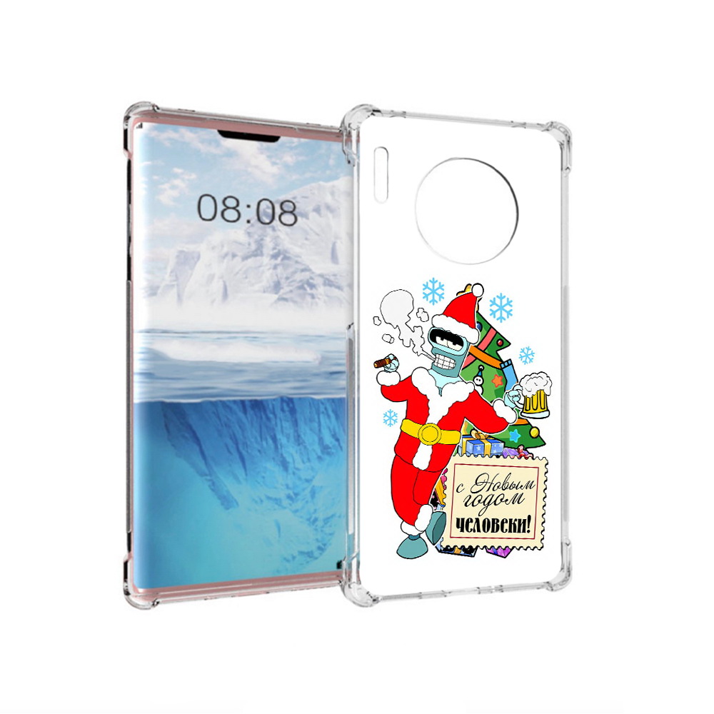 

Чехол MyPads Tocco для Huawei Mate 30 Pro С новым годом человеки, Прозрачный, Tocco