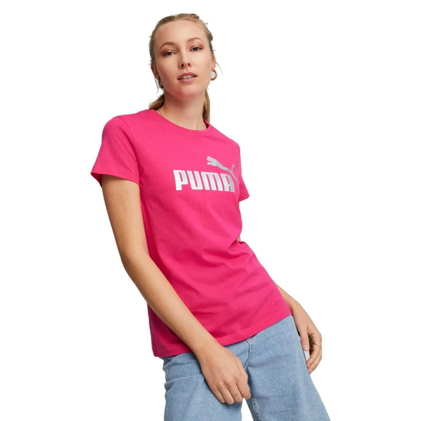 

Футболка женская PUMA Ess+ Metallic Logo Tee 84830396 розовая XS, Розовый, Ess+ Metallic Logo Tee