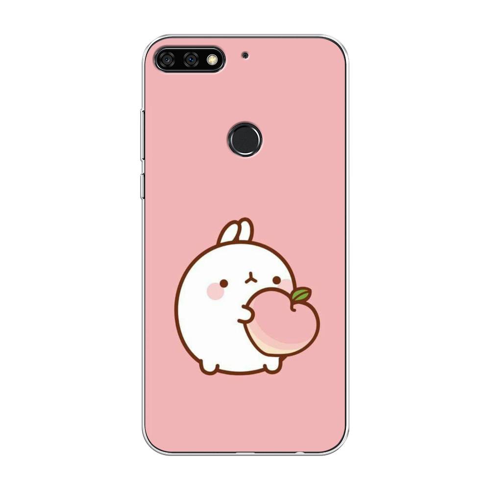 

Чехол Awog на Honor 7C Pro "Кролик с персиком", Розовый;бежевый, 65550-1